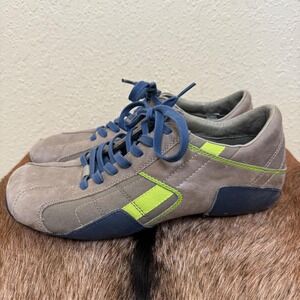 Diesel Auriga Gray and Blue Sneakers with Neon Accents US Men’s 11